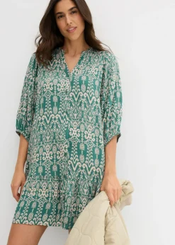 bonprix bonprix Vestido tipo túnica de viscosa suave verde-beige tiza Clearance