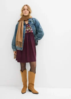 bonprix bonprix Vestido tipo túnica de viscosa fluida rojo burdeos Online