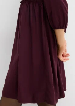 bonprix bonprix Vestido tipo túnica de viscosa fluida rojo burdeos Online