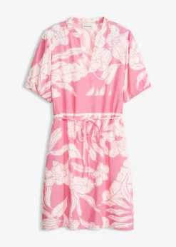 bonprix bonprix Vestido tipo túnica de viscosa fluida rosa caliente Online