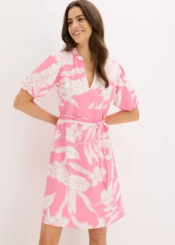 bonprix bonprix Vestido tipo túnica de viscosa fluida rosa caliente Online
