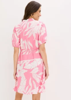 bonprix bonprix Vestido tipo túnica de viscosa fluida rosa caliente Online