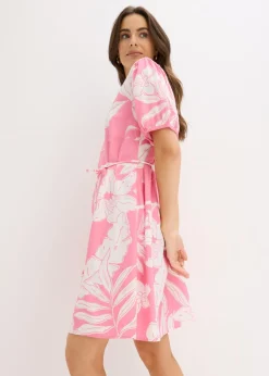 bonprix bonprix Vestido tipo túnica de viscosa fluida rosa caliente Online