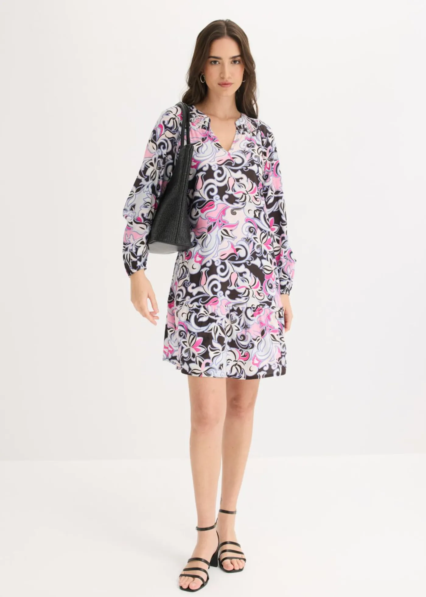 bonprix bonprix Vestido tipo túnica de viscosa fluida Negro Best