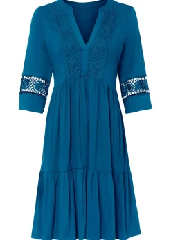 bonprix bonprix Vestido tipo túnica de viscosa suave azul atlántico Sale