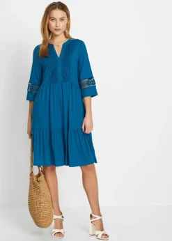 bonprix bonprix Vestido tipo túnica de viscosa suave azul atlántico Sale