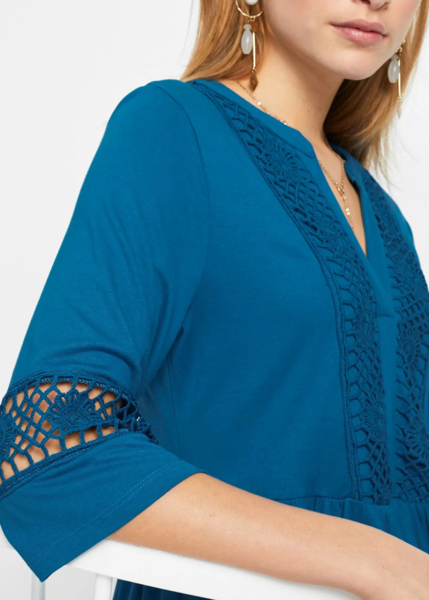 bonprix bonprix Vestido tipo túnica de viscosa suave azul atlántico Sale