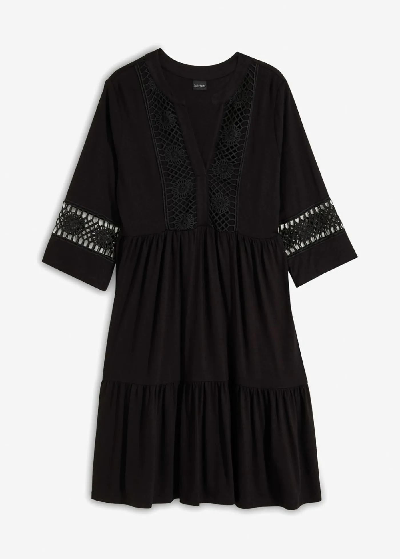 bonprix bonprix Vestido tipo túnica de viscosa suave Negro Hot