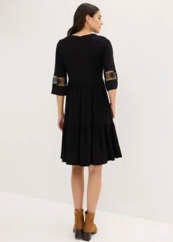 bonprix bonprix Vestido tipo túnica de viscosa suave Negro Hot