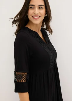 bonprix bonprix Vestido tipo túnica de viscosa suave Negro Hot
