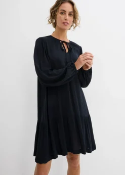 bonprix bonprix Vestido tipo túnica de viscosa fluida Negro Hot
