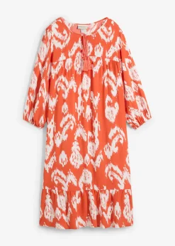 bonprix bonprix Vestido tipo túnica de viscosa pura Cayena/blanco lana estampado Sale