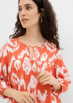 bonprix bonprix Vestido tipo túnica de viscosa pura Cayena/blanco lana estampado Sale