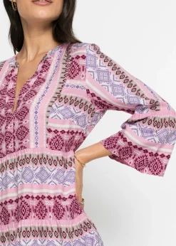 bonprix bonprix Vestido tipo túnica de viscosa fluida rosa pálido / blanco / malva New
