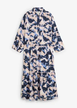 bonprix bonprix Vestido tipo túnica de viscosa fluida Azul nube/rosa melocotón/azul marino/rosa crema/lila empolvado estampado Discount