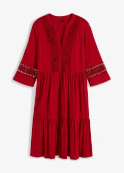 bonprix bonprix Vestido tipo túnica de viscosa suave rojo cayena Hot