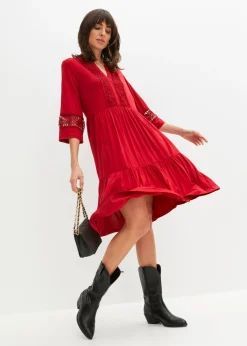 bonprix bonprix Vestido tipo túnica de viscosa suave rojo cayena Hot