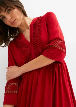 bonprix bonprix Vestido tipo túnica de viscosa suave rojo cayena Hot
