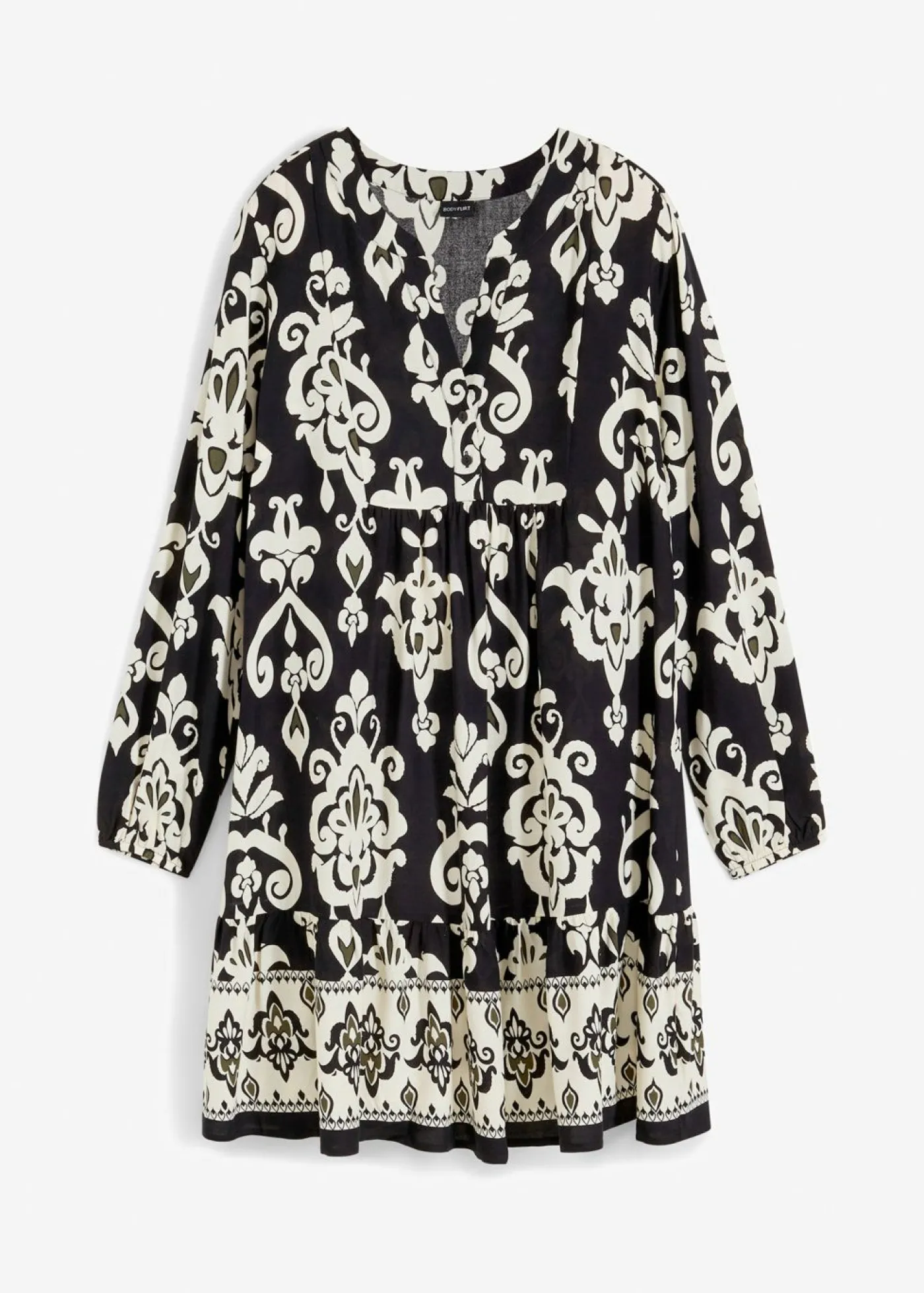 bonprix bonprix Vestido tipo túnica de viscosa fluida Negro-blanco lana Best