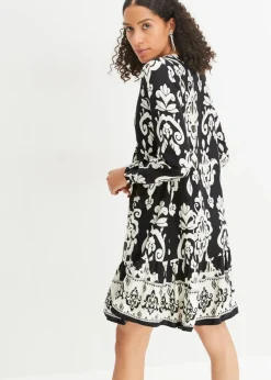 bonprix bonprix Vestido tipo túnica de viscosa fluida Negro-blanco lana Best