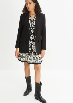 bonprix bonprix Vestido tipo túnica de viscosa fluida Negro-blanco lana Best