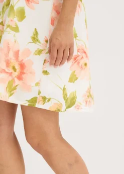 bonprix bonprix Vestido tipo túnica estampado de viscosa fluida blanco-melocotón-salmón claro con flores New