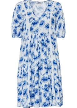 bonprix bonprix Vestido tipo túnica hasta la rodilla con detalles de encaje blanco/azur/azul perla Discount