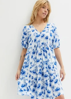 bonprix bonprix Vestido tipo túnica hasta la rodilla con detalles de encaje blanco/azur/azul perla Discount