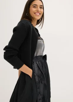 bonprix bonprix Vestido tirolés con terciopelo y largo midi (2 piezas) Negro Hot
