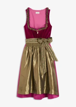 bonprix bonprix Vestido tirolés con terciopelo y largo midi (2 piezas) violeta-oliva Best