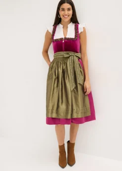 bonprix bonprix Vestido tirolés con terciopelo y largo midi (2 piezas) violeta-oliva Best