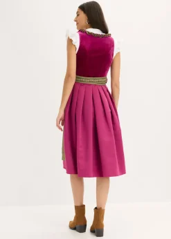 bonprix bonprix Vestido tirolés con terciopelo y largo midi (2 piezas) violeta-oliva Best