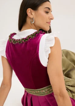 bonprix bonprix Vestido tirolés con terciopelo y largo midi (2 piezas) violeta-oliva Best