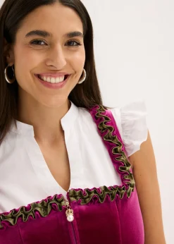 bonprix bonprix Vestido tirolés con terciopelo y largo midi (2 piezas) violeta-oliva Best