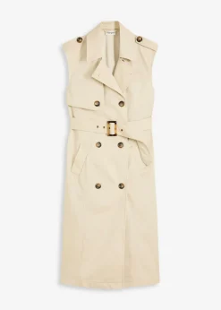 bonprix bonprix Vestido trench con cinturón (2 piezas) Arena claro Discount