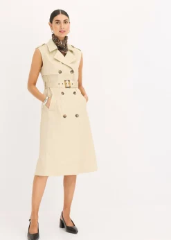 bonprix bonprix Vestido trench con cinturón (2 piezas) Arena claro Discount