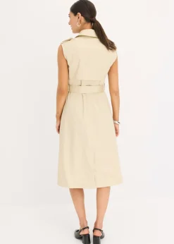 bonprix bonprix Vestido trench con cinturón (2 piezas) Arena claro Discount