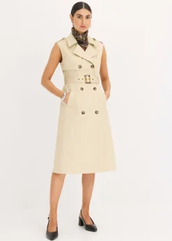 bonprix bonprix Vestido trench con cinturón (2 piezas) Arena claro Discount