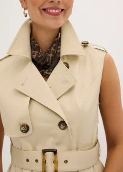 bonprix bonprix Vestido trench con cinturón (2 piezas) Arena claro Discount