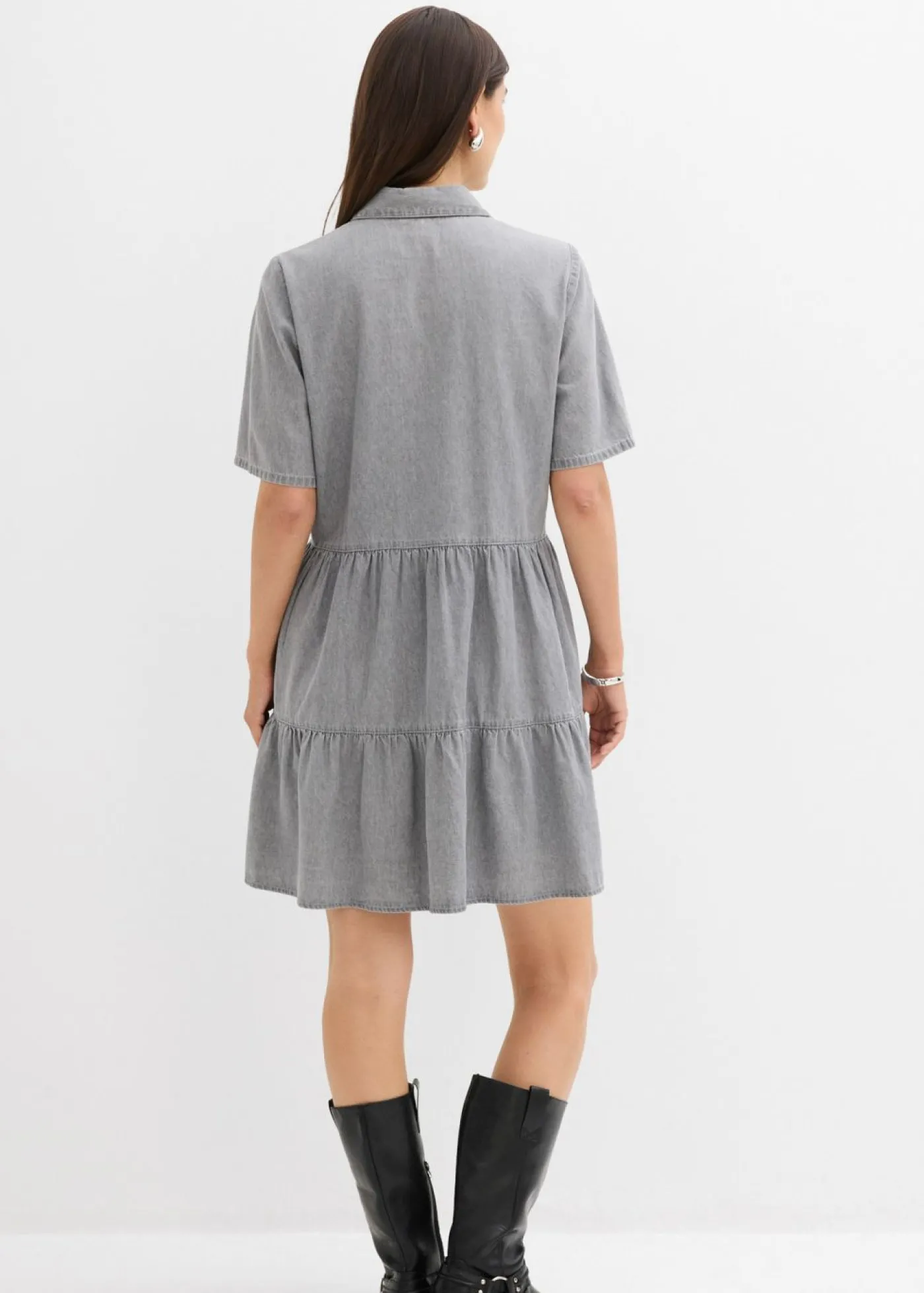 bonprix bonprix Vestido vaquero Denim gris claro desgastado Clearance