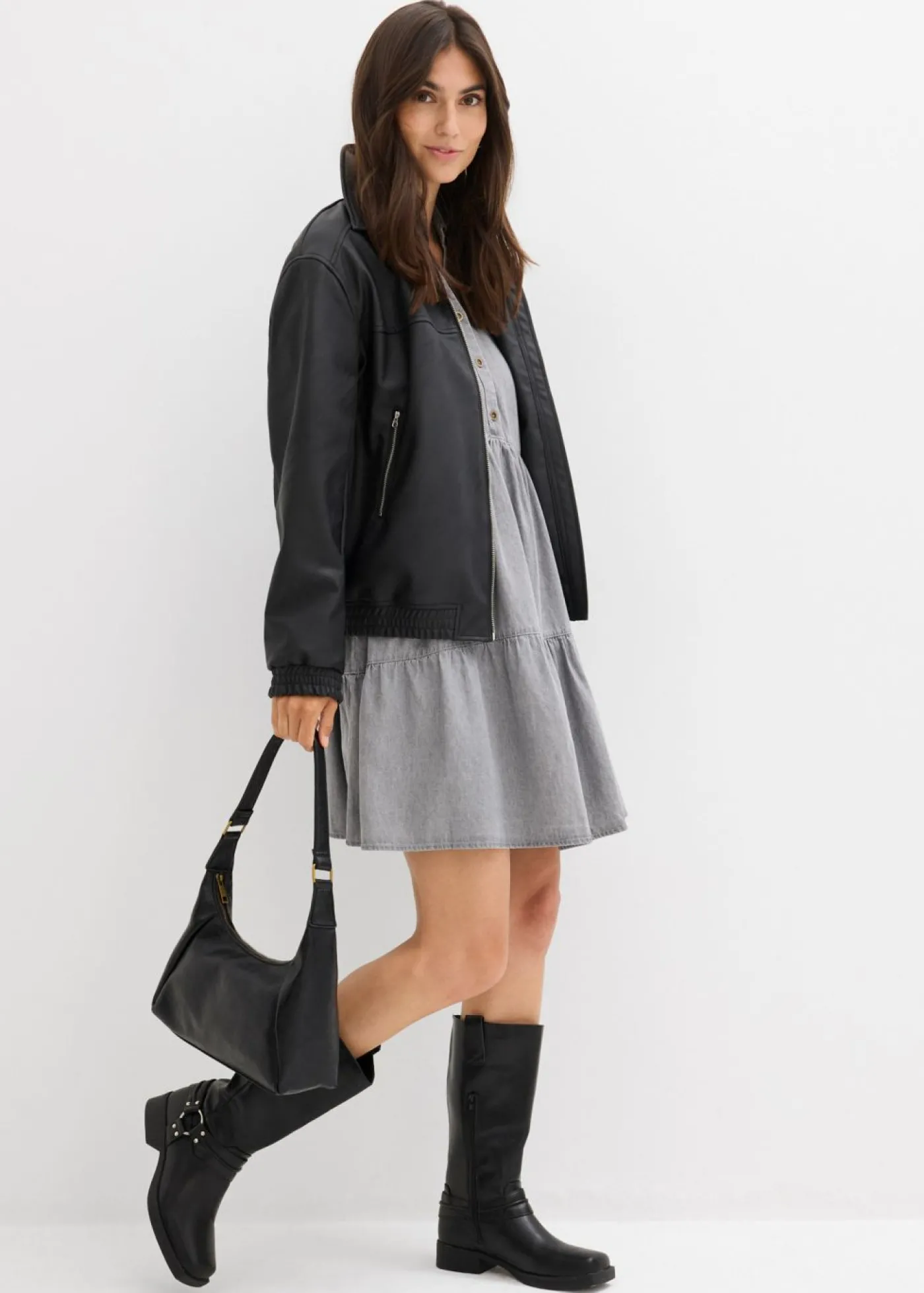 bonprix bonprix Vestido vaquero Denim gris claro desgastado Clearance
