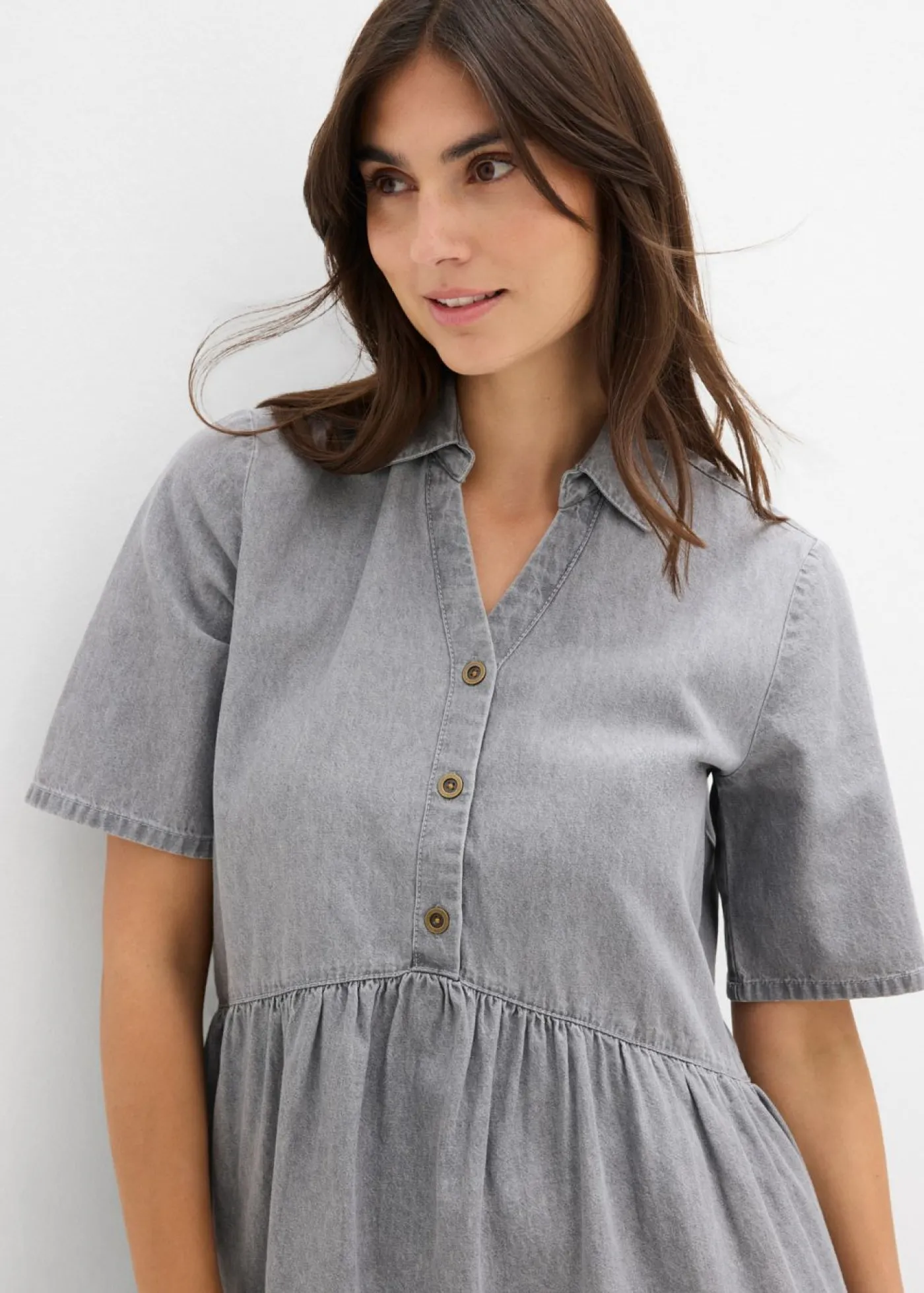 bonprix bonprix Vestido vaquero Denim gris claro desgastado Clearance