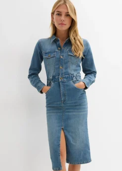 bonprix bonprix Vestido vaquero con algodón orgánico azul medio denim usado Outlet