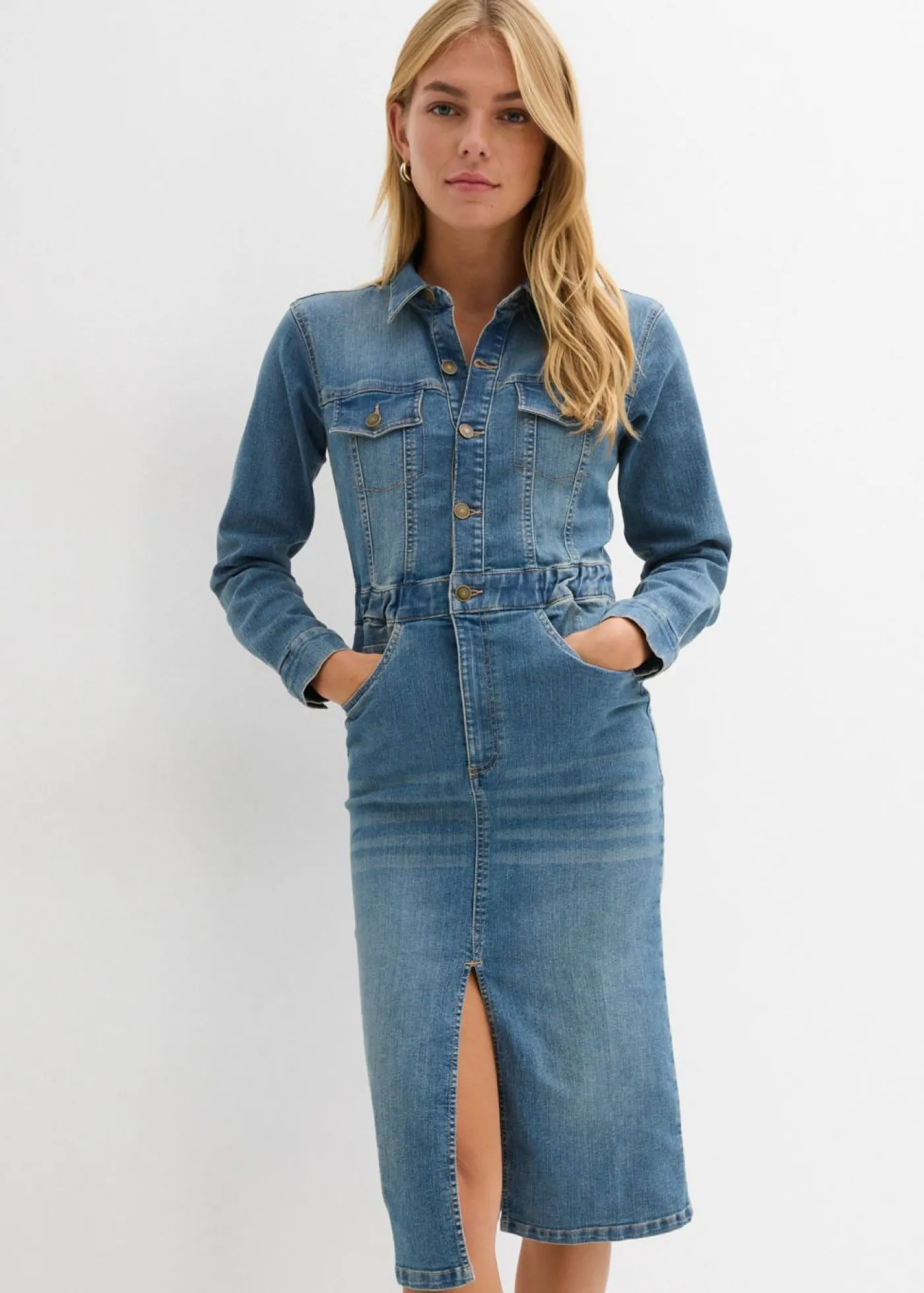 bonprix bonprix Vestido vaquero con algodón orgánico azul medio denim usado Outlet