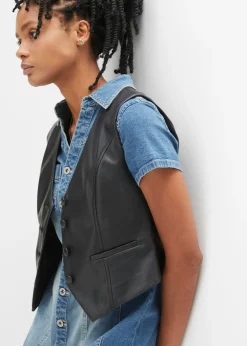 bonprix bonprix Vestido vaquero con botones y dobladillo abierto Azul vaquero Outlet