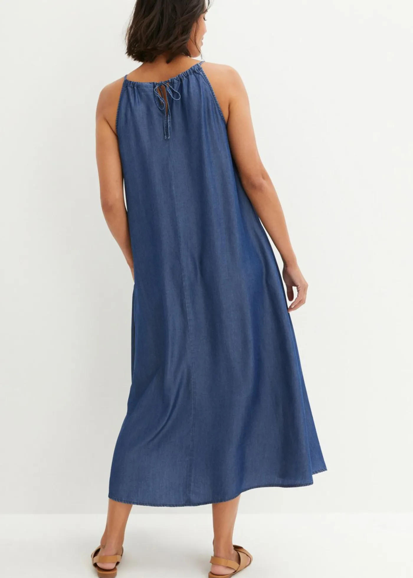 bonprix bonprix Vestido vaquero de lyocell fluido Azul piedra Online