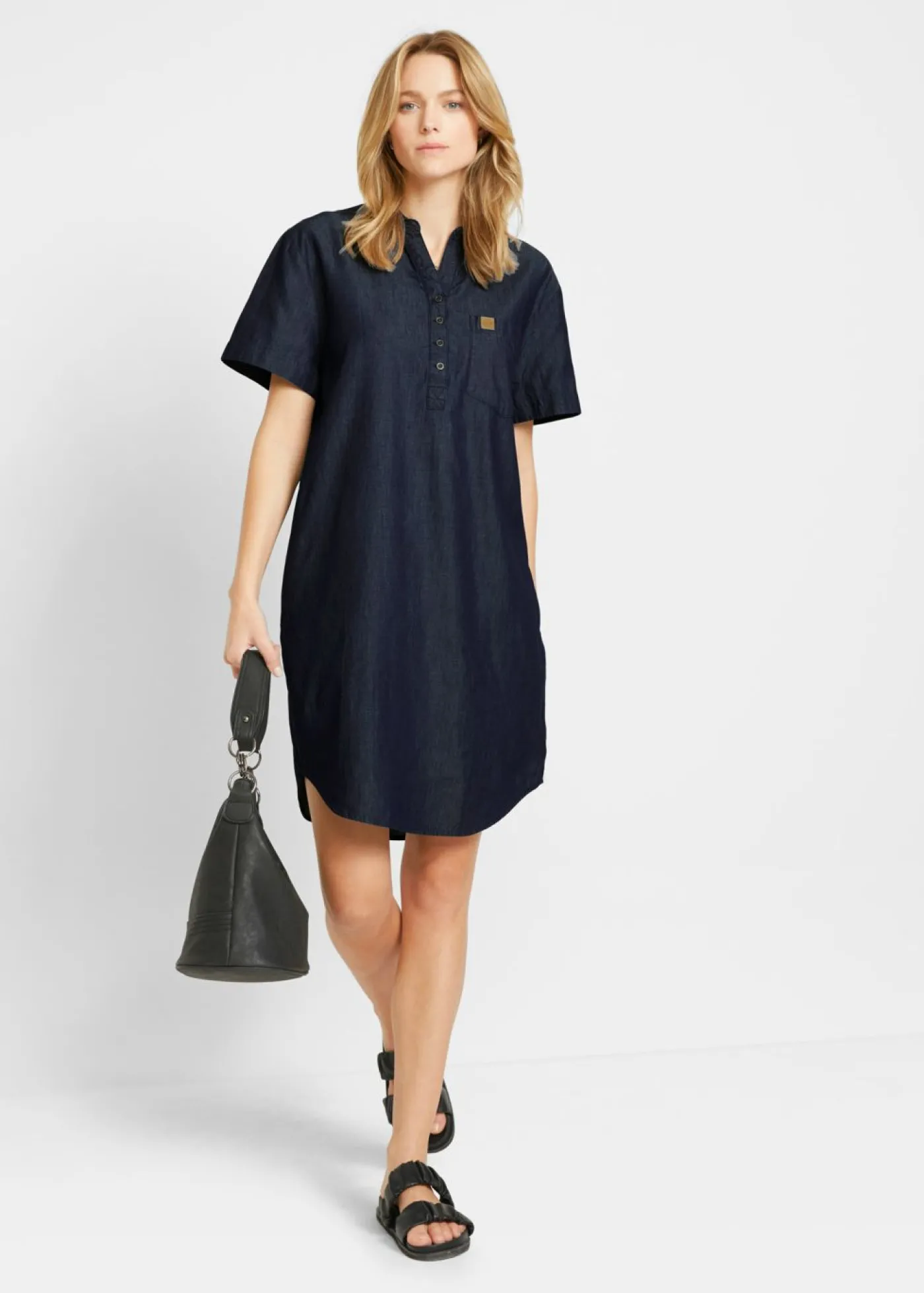 bonprix bonprix Vestido vaquero de manga corta Denim desgastado
