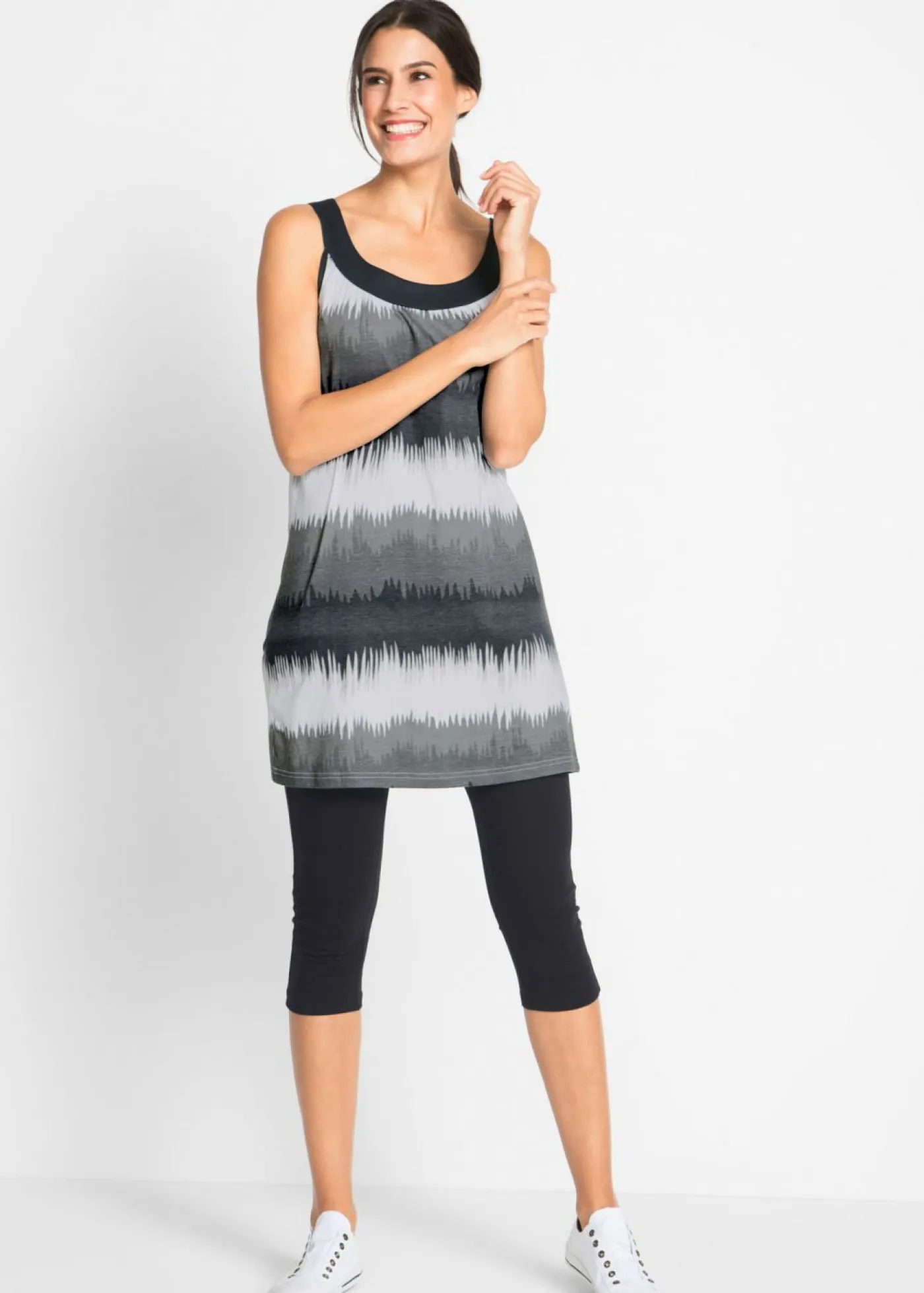 bonprix bonprix Vestido y leggings capri (2 piezas) Negro + blanco-negro Best
