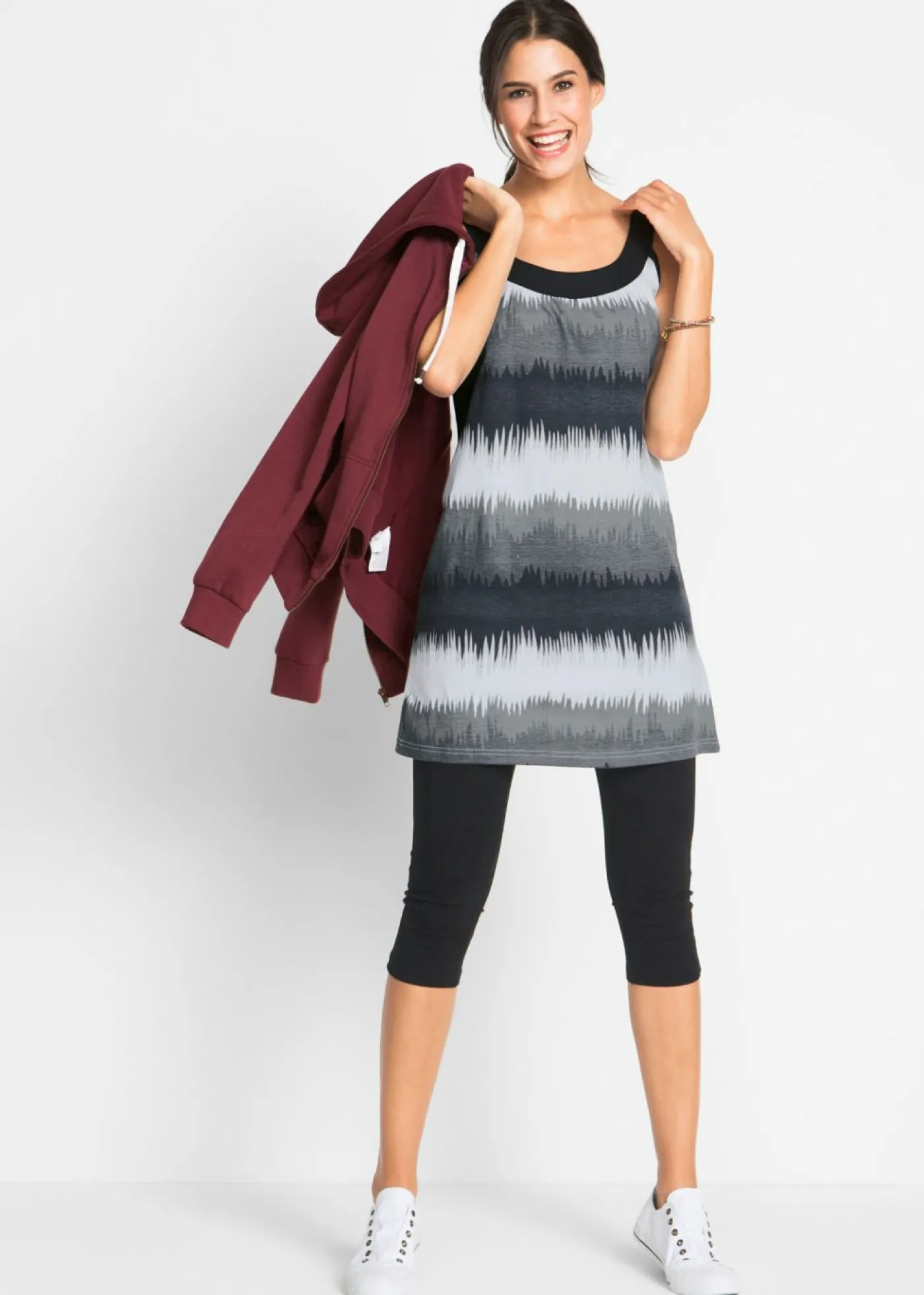 bonprix bonprix Vestido y leggings capri (2 piezas) Negro + blanco-negro Best