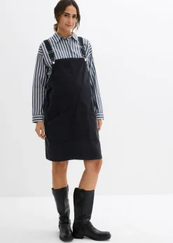 bonprix bonprix Vestido-peto premamá de pana de algodón elástico Gris oscuro